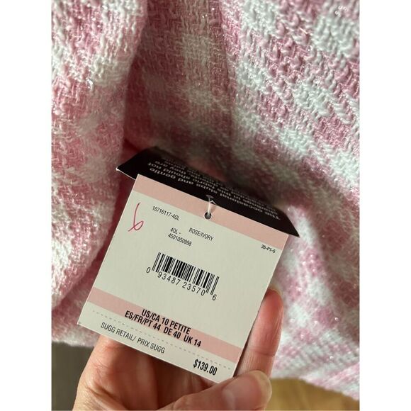 Kasper pink and white plaid blazer size of 10 p - Picture 4 of 7